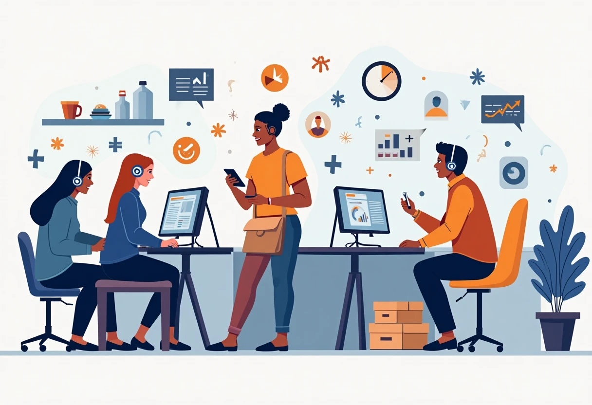 Customer service agents engaged at work