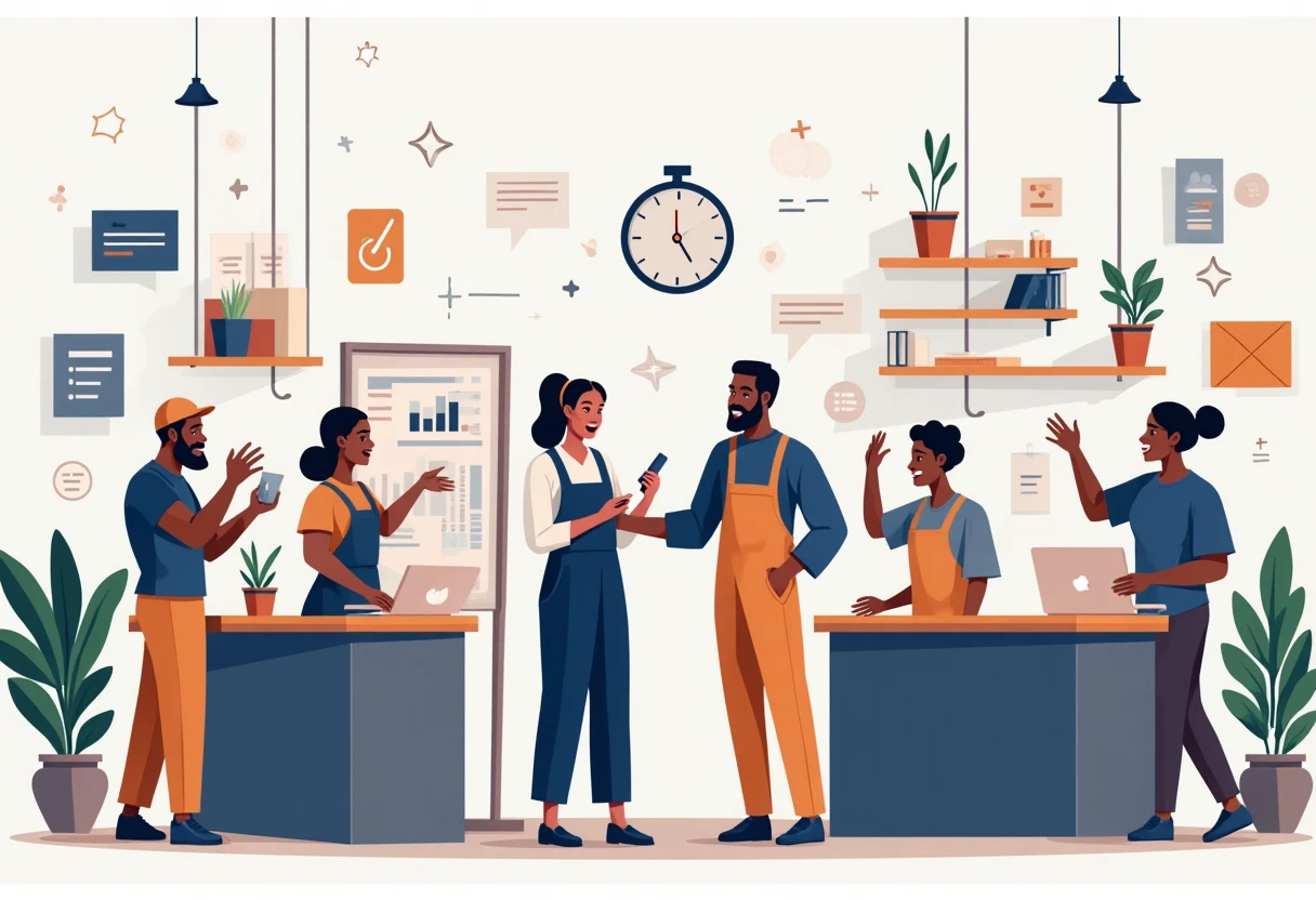 Customer service team in action